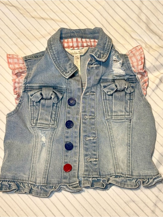 Matilda Jane Other - Matilda Jane Light Blue Denim Vest with Colorful Buttons